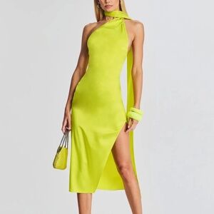 SER.O.YA MARISSA SILK DRESS lime